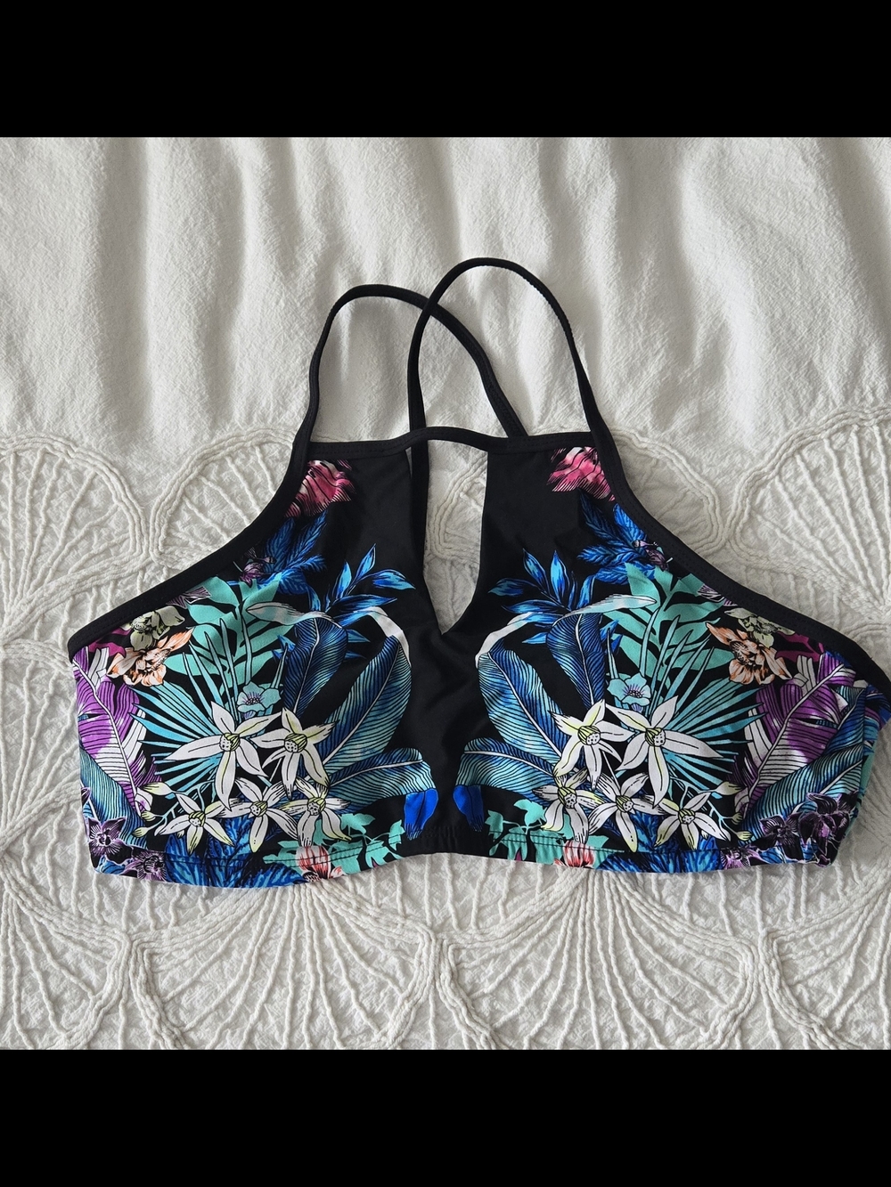 Kenneth Cole Floral Print Bikini Top Size MED